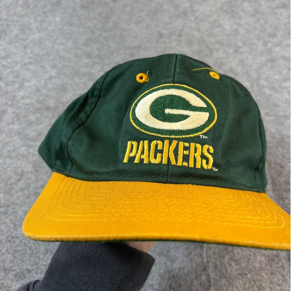 VINTAGE 90s NFL Green Bay Packers Hat Cap Mens One Size Green Yellow Snapback